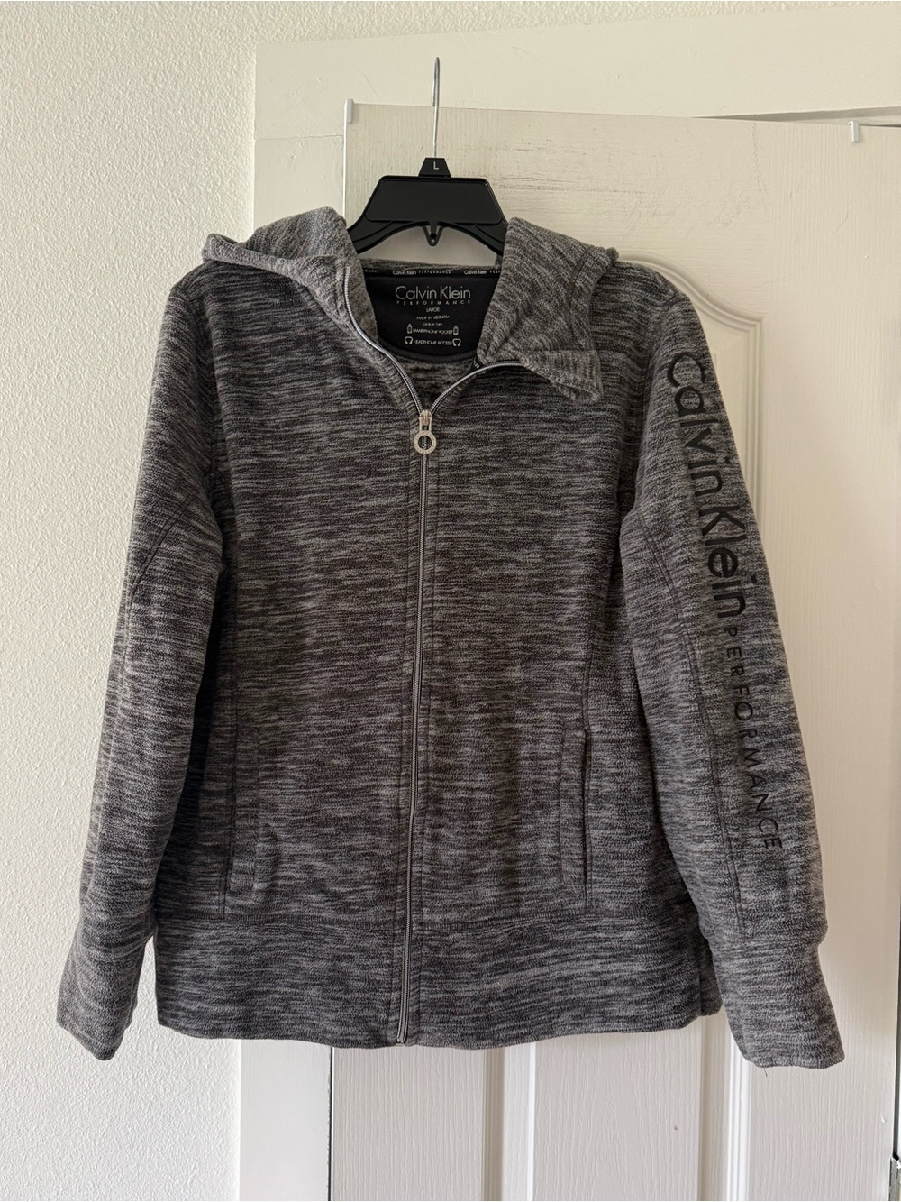 Calvin Klein Performance Women’s L Gray Full Zip Hooded Jacket Logo